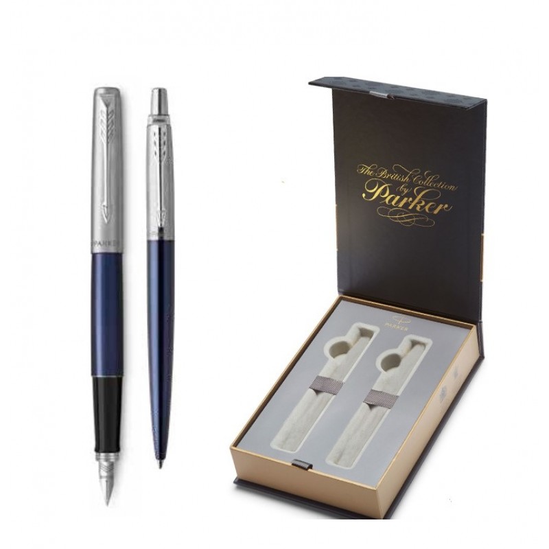 Σετ Στυλό Ballpoint Medium Με Πένα Medium Από Ατσάλι Street Blue CT Σε Θήκη Jotter Core Parker 