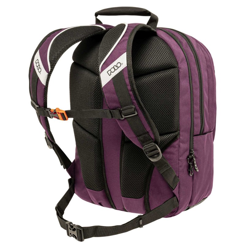 Σακίδιο Πλάτης Σχολικό Slit Μελιτζανί 31x29x45Cm Polo