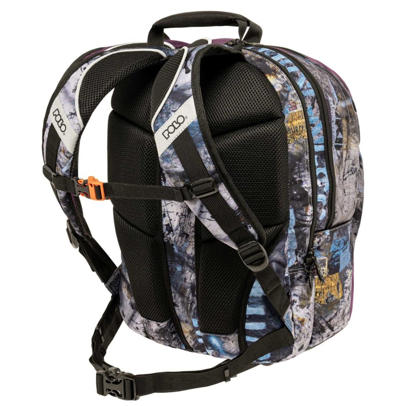 Σακίδιο Πλάτης Σχολικό Slit Blue Pattern 31x29x45Cm Polo