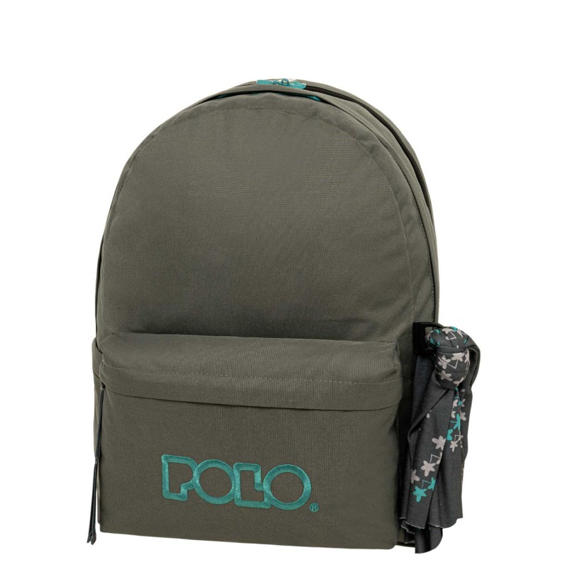 Σακίδιο Πλάτης Σχολικό Original Double Scarf Γκρι|Πετρόλ 30x24x42Cm Polo