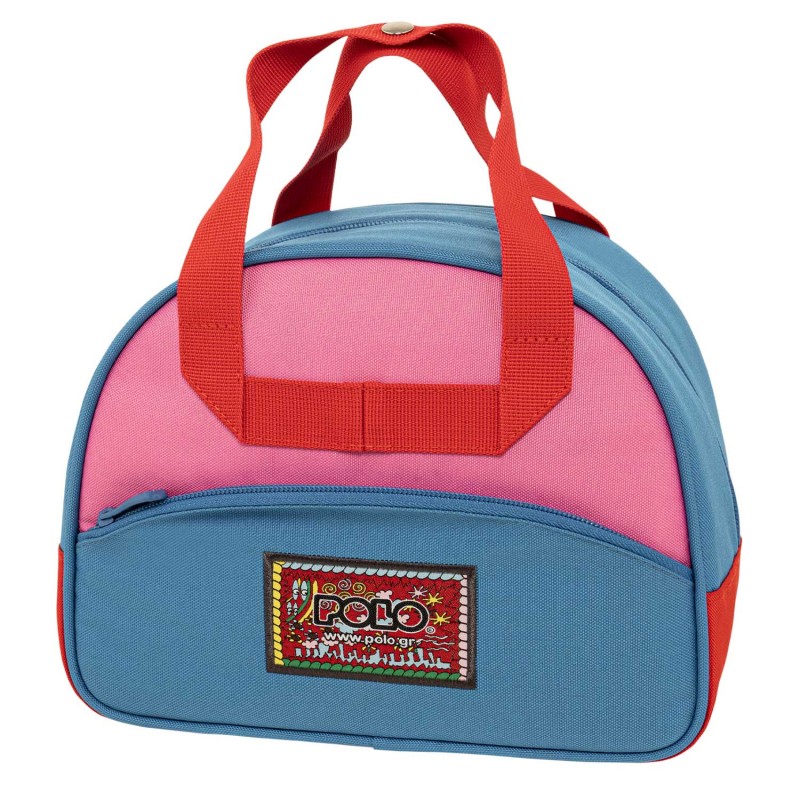 Τσαντάκι Φαγητού Vintage Ροζ|Μπλε 12x25x19Cm Polo