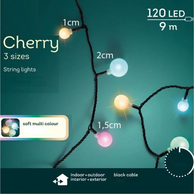 Σειρά 120 LED Ball Πολύχρωμα 12m Με Προγράμματα ΙΡ44 Μαύρο Καλώδιο XL3BALL120-MULTI/31V Epam 