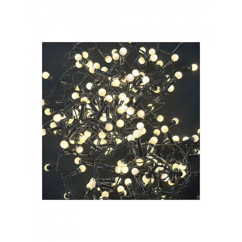 350 LED Φωτάκια Ενδιάμεσο Λευκό Cherry Ball Twinkle 10.7m Με 8 Προγράμματα IP44 Μαύρο Καλώδιο Epam 