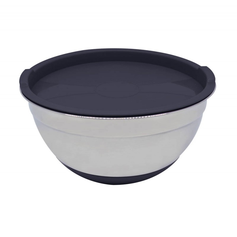 Μπολ Inox Με Μαύρο Καπάκι Και Βάση Σιλικόνης 1.4Lt Ankor