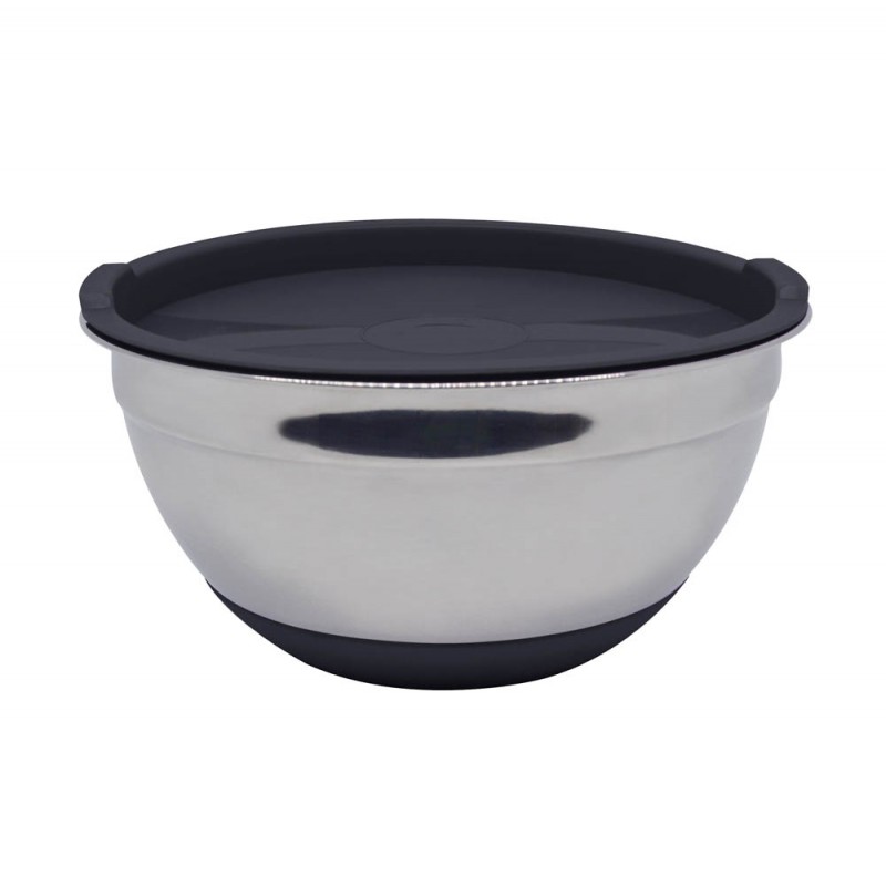 Μπολ Inox Με Μαύρο Καπάκι Και Βάση Σιλικόνης 2.5Lt Ankor