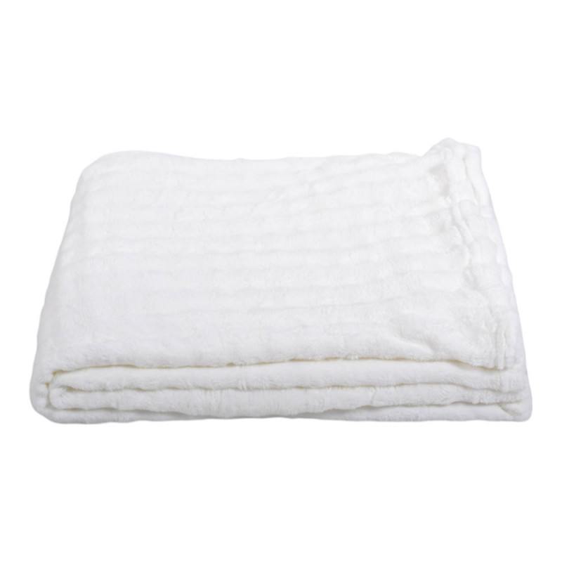 Κουβέρτα Fleece Με Βελούδινη Ύφη Σε Άσπρο Χρώμα 150X200Εκ . Ankor