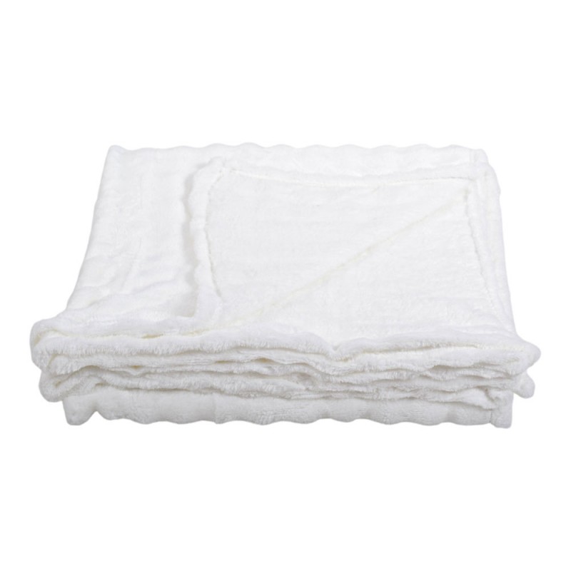 Κουβέρτα Fleece Με Βελούδινη Ύφη Σε Άσπρο Χρώμα 150X200Εκ . Ankor