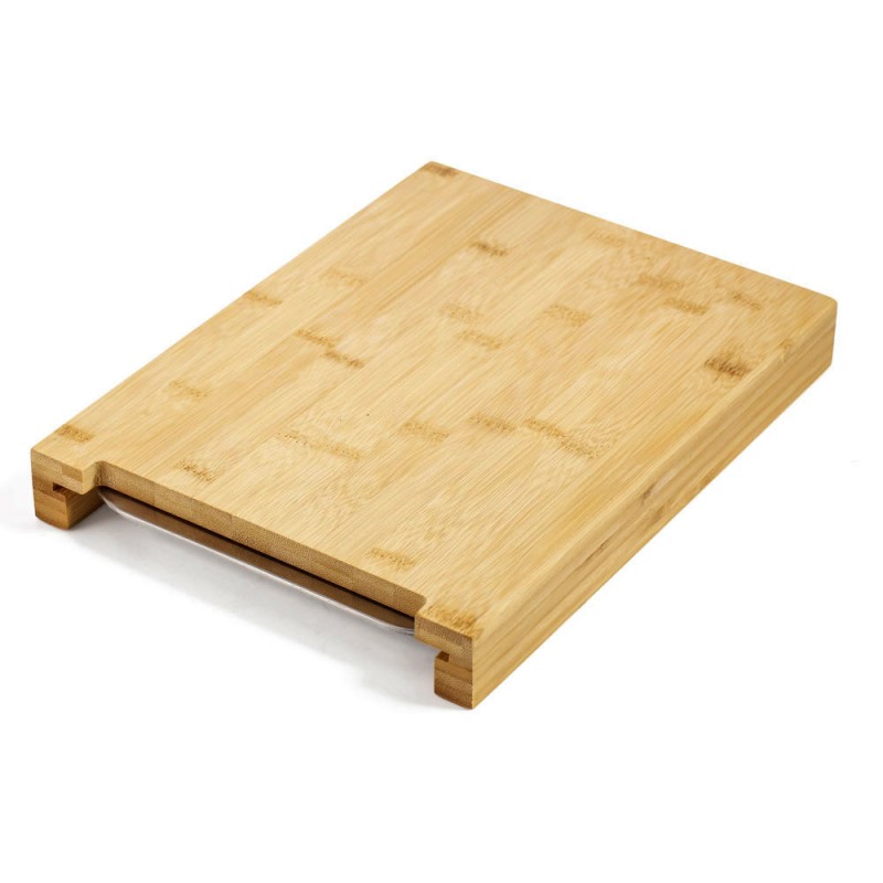 Ξύλο Κοπής Μπαμπού με Inox Δισκάκι 33x24.5x4εκ. ANKOR