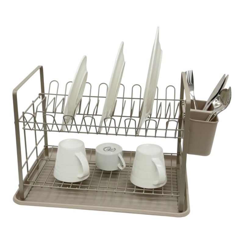 Πιατοθήκη Διώροφη Μεταλλική Σε Taupe Χρώμα 48X32X29Εκ . ankor