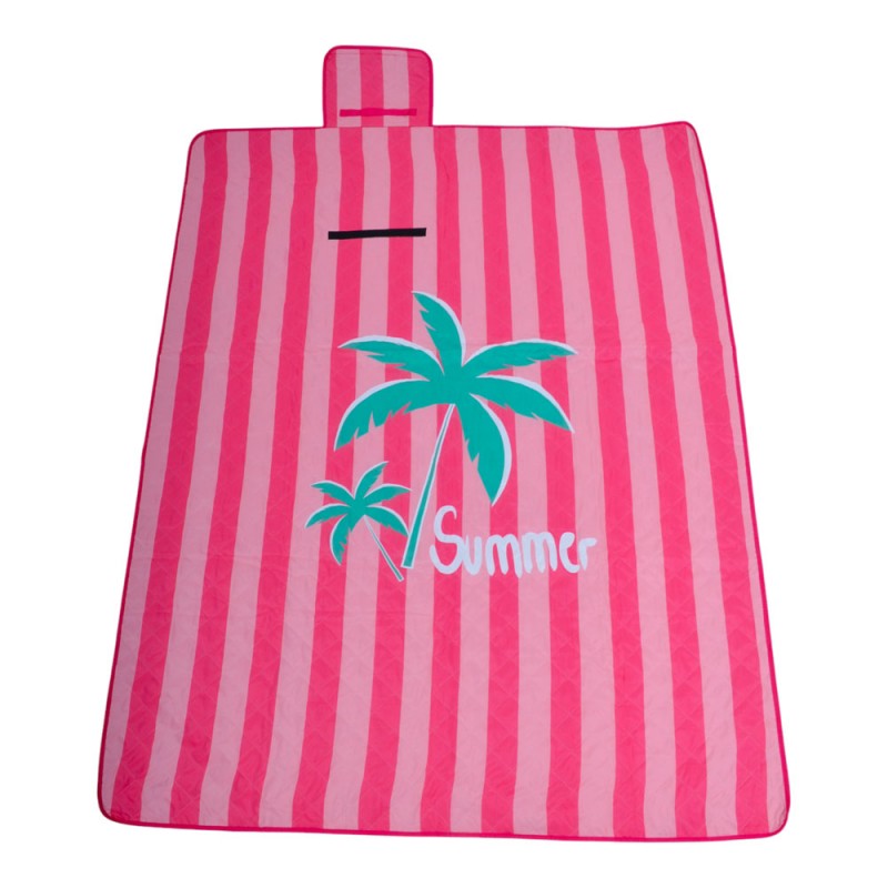 Ψάθα Παράλιας Υφασμάτινη Microfiber 70Gsm Με Αδιάβροχη Βάση Peva Κόκκινο Ροζ Ριγέ 130X70Εκ . Ankor