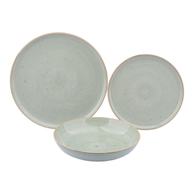Σερβίτσιο Πιάτων Stoneware 18Τμχ Σε Μιντ Χρώμα Ankor