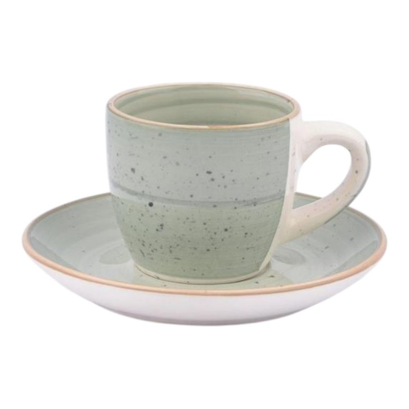Σετ 6 Φλιτζάνια Καφέ Stoneware 90Ml Σε Mint Χρώμα Ankor