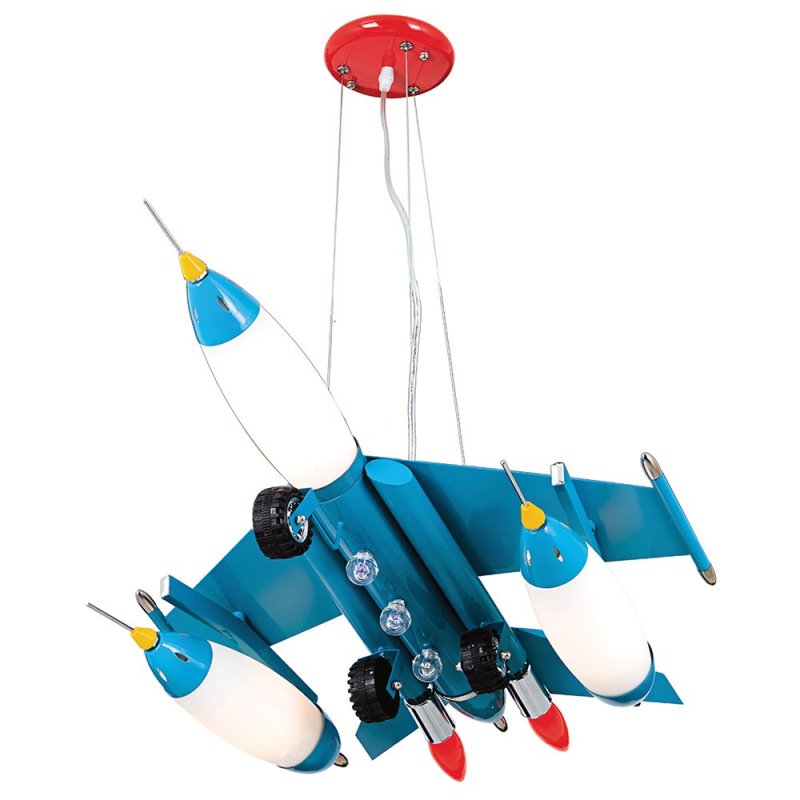Παιδικό Φωτιστικό Οροφής "Πολεμικό Αεροπλάνο" Μπλε/Κόκκινο με 3 Λάμπες Ε27 Cl 4312 C-H Arlight
