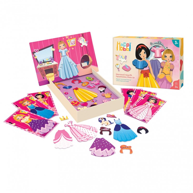 HappiHobbi Πριγκίπισσες Dress Up 34 Εκπαιδευτικοί Χάρτινοι Μαγνήτες Για 3+ Χρονών AS Company