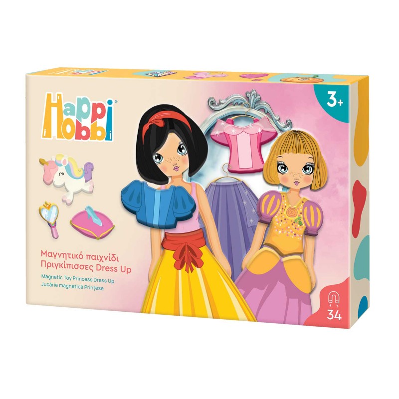 HappiHobbi Πριγκίπισσες Dress Up 34 Εκπαιδευτικοί Χάρτινοι Μαγνήτες Για 3+ Χρονών AS Company