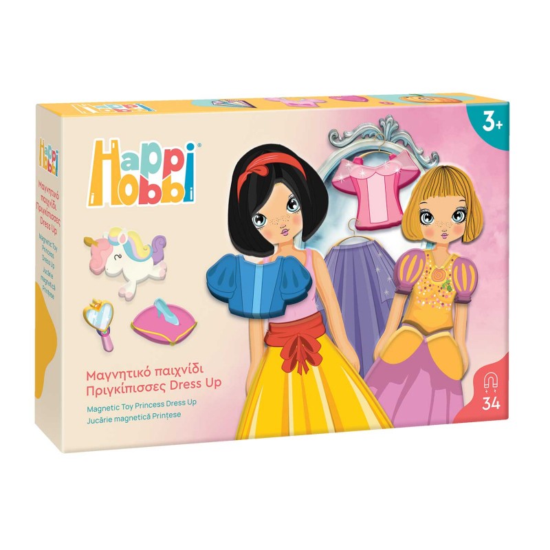 HappiHobbi Πριγκίπισσες Dress Up 34 Εκπαιδευτικοί Χάρτινοι Μαγνήτες Για 3+ Χρονών AS Company