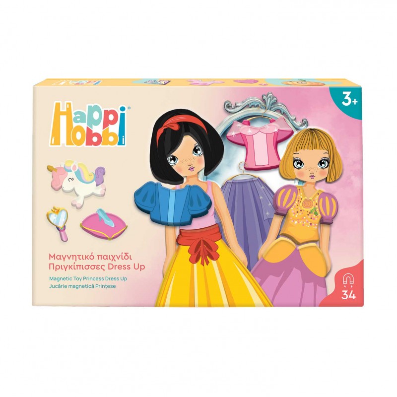 HappiHobbi Πριγκίπισσες Dress Up 34 Εκπαιδευτικοί Χάρτινοι Μαγνήτες Για 3+ Χρονών AS Company