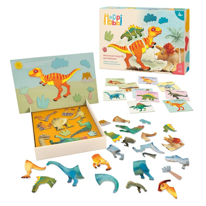 HappiHobbi Δεινόσαυροι 45 Εκπαιδευτικοί Χάρτινοι Μαγνήτες Για 4+ Χρονών AS Company