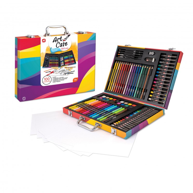 Κασετίνα Ζωγραφικής Ξύλινη Deluxe Rainbow Με 100 Αξεσουάρ Για 3+ Χρονών As Company