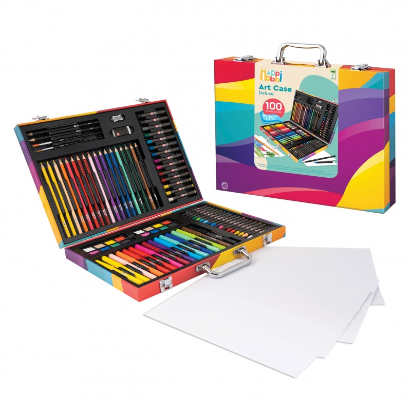 Κασετίνα Ζωγραφικής HappiHobbi Deluxe Rainbow Με 100 Αξεσουάρ Για 3+ Χρονών As Company