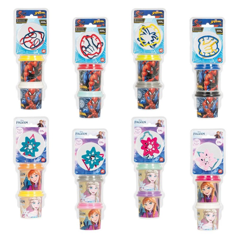 AS Πλαστελίνη Disney Frozen & Marvel Spiderman Σετ 2 Βαζάκια Με 2 Cutters 228gr Για 3+ Χρονών As Company