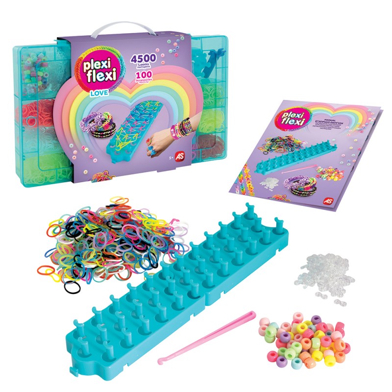 AS Plexi Flexi Love Μεγάλη Θήκη Με 4500 Λαστιχάκια & 100 Αξεσουάρ Για Ηλικίες 5+ Χρονών As Company