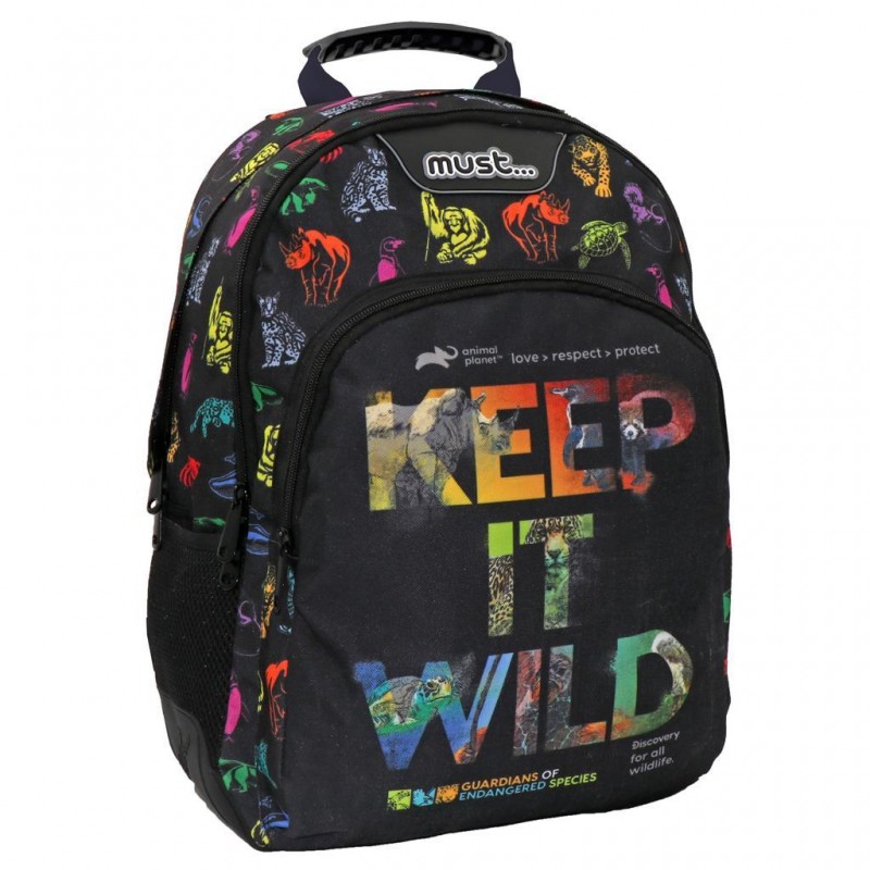 Τσάντα Πλάτης 32x15x45Εκ 3Θήκες Animal Planet Keep It Wild