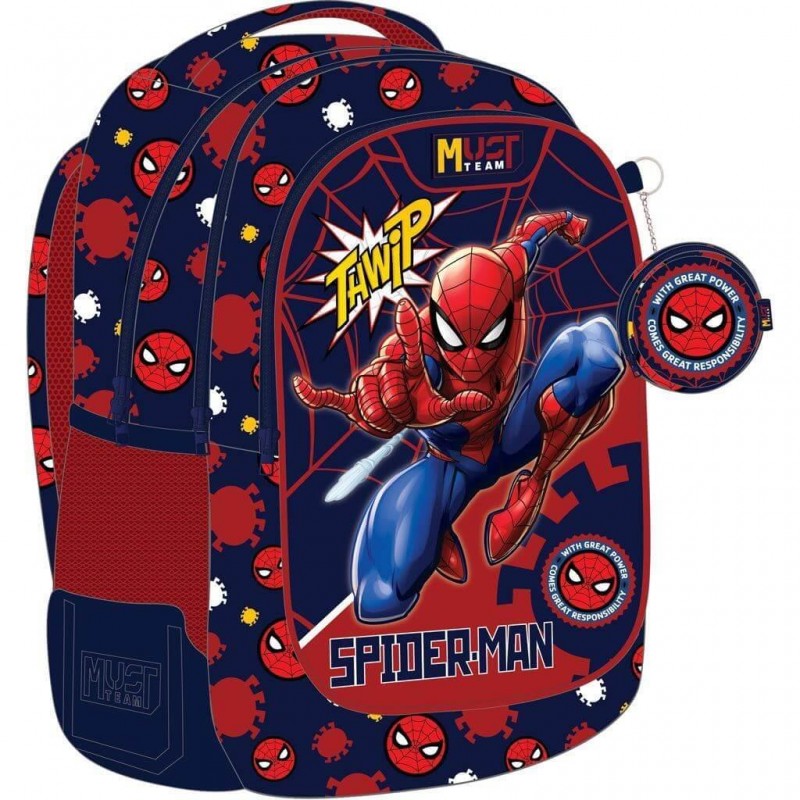 Σχολική Τσάντα Πλάτης Δημοτικού Spiderman Thwip Μπλε Κόκκινη 32x18x43Εκ Must 