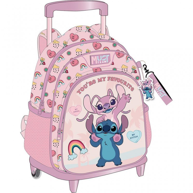 Σχολική Τσάντα Τρόλεϊ Νηπιαγωγείου Stitch Angel You Are My Favourite Ροζ Must 