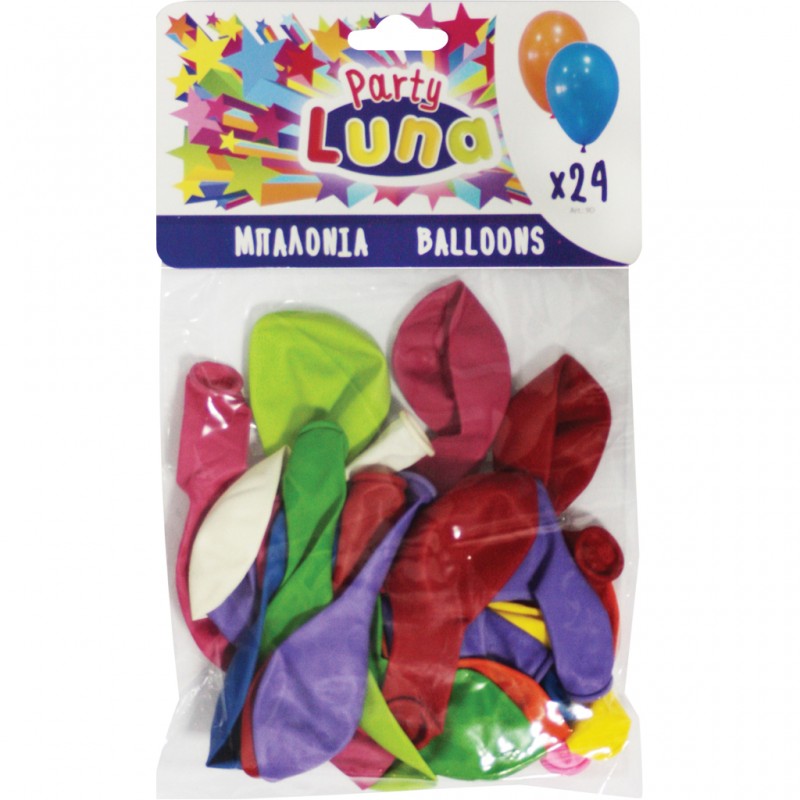 Μπαλόνια Πολύχρωμα 24Εκ 24 Τμχ Luna