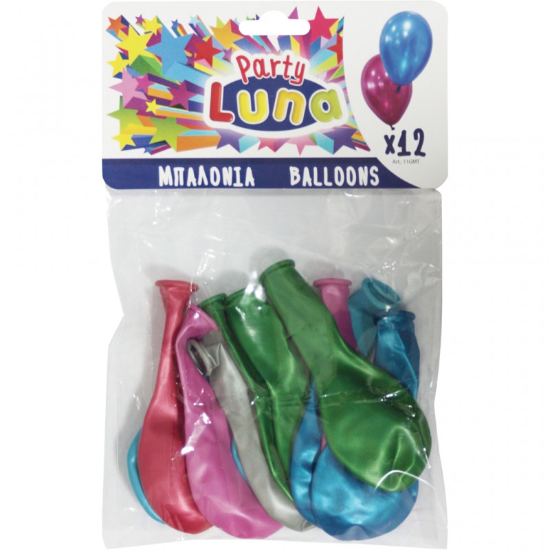 Μπαλόνια Μεταλιζέ 27Εκ 12 Τμχ Luna 
