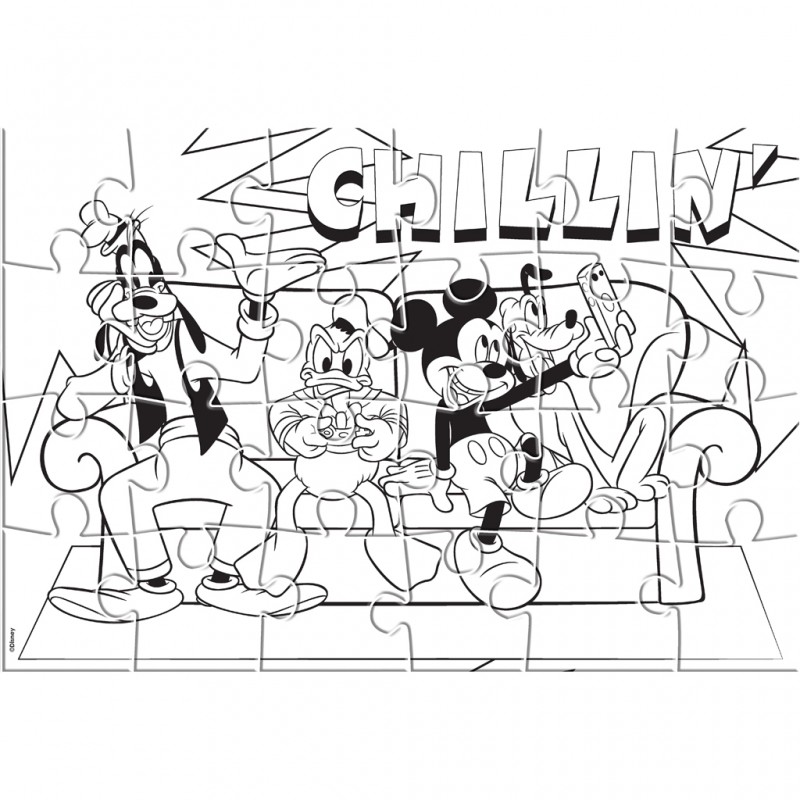 Παζλ Χρωματισμού Disney Mickey Mouse 2 Όψεων με 3 Σελίδες Χρωματισμού, Luna Toys, 24 Τμχ.