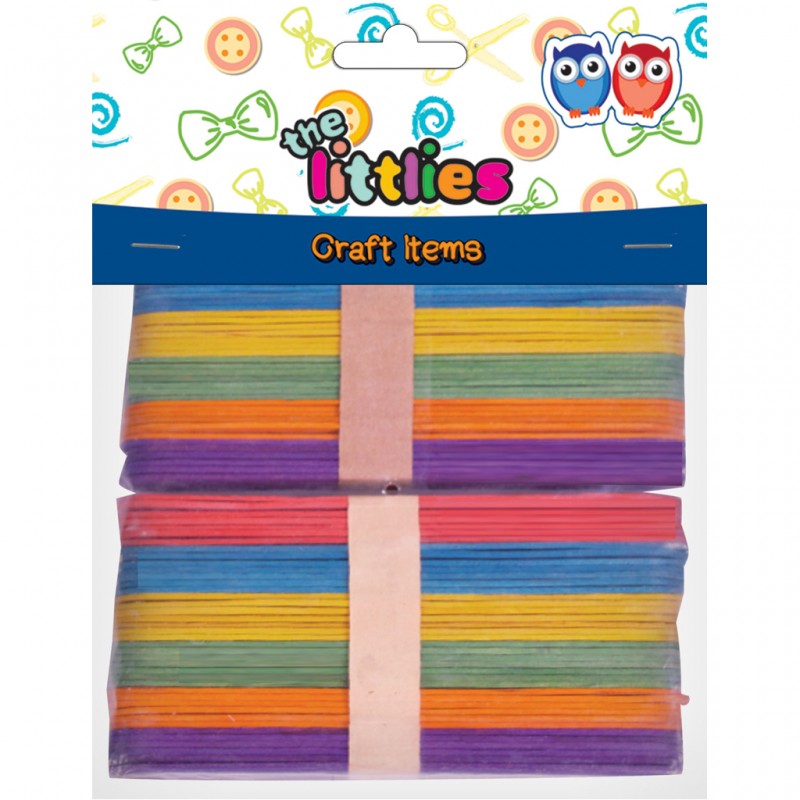 Ξυλάκια Χρωματιστά Χειροτεχνίας The Littlies 150mm 80 Τμχ