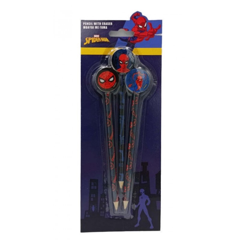 Σετ Μολύβι Γόμα Topper Spiderman 3 Τεμαχίων Diakakis
