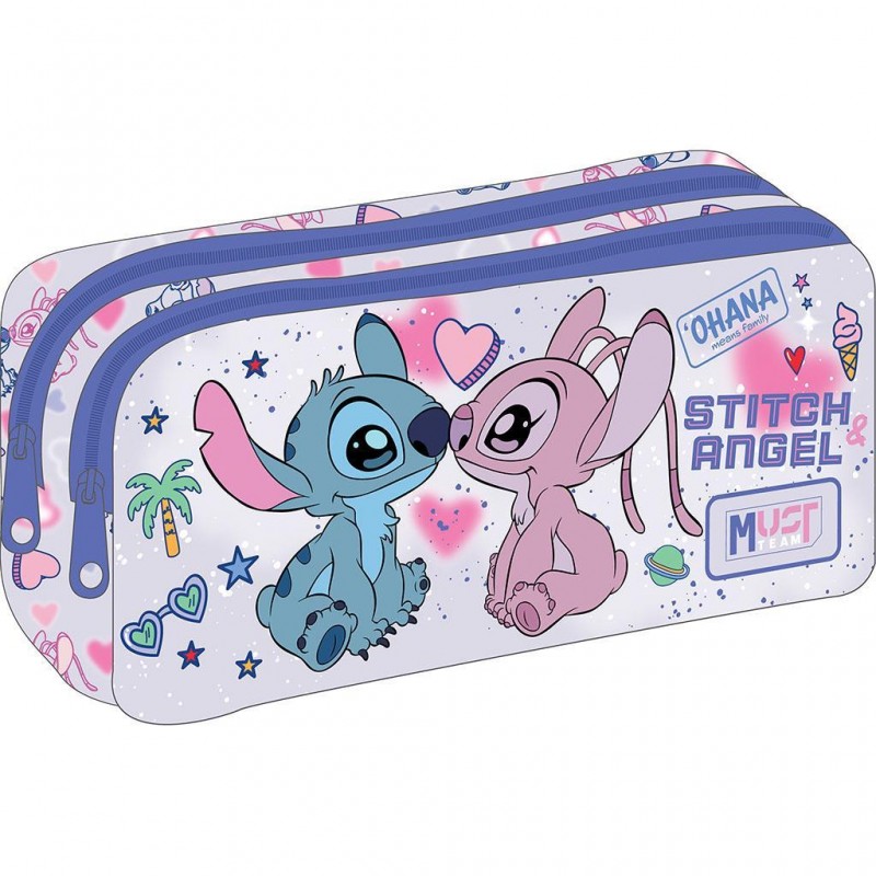 Κασετίνα Βαρελάκι Με 2 Θήκες Stitch Angel Ohana Must