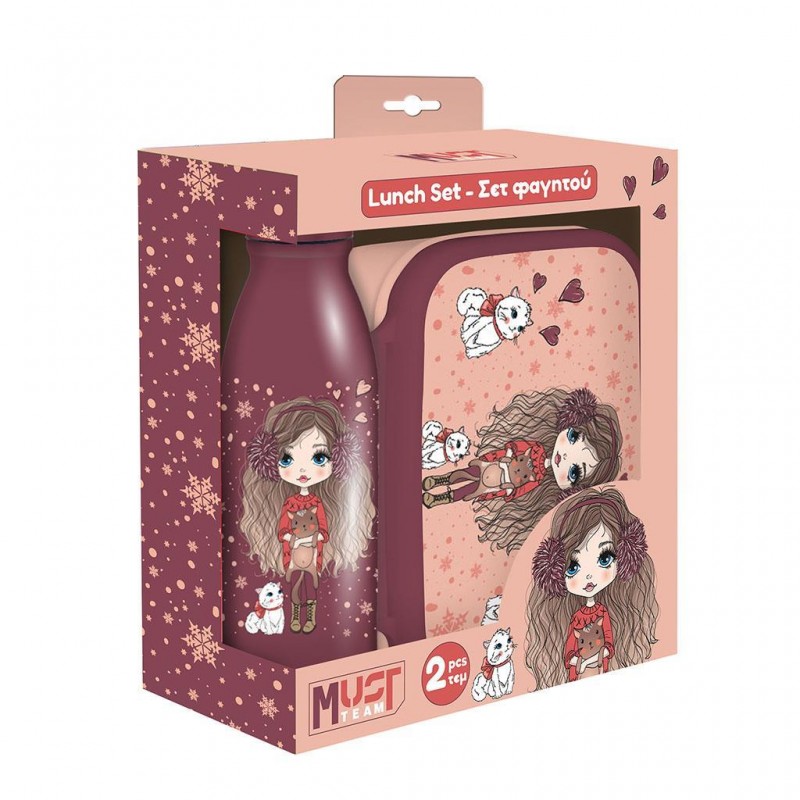 Σετ Φαγητοδοχείο 800ml & Παγούρι Αλουμινίου 500ml Winter Girl Must Team  
