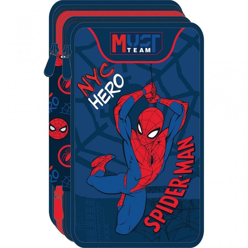Κασετίνα Γεμάτη Spiderman NYC Hero 3 Θήκες Μπλε Must 
