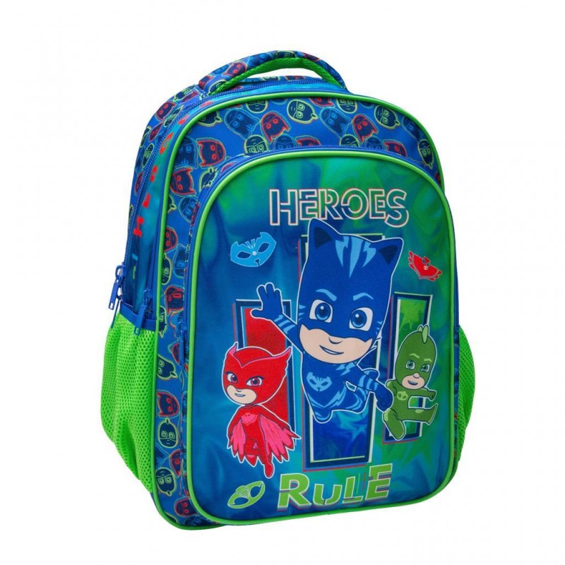 Τσάντα Πλάτης Δημοτικού 32x18x43Εκ 3Θήκες Pj Masks Heroes Rule