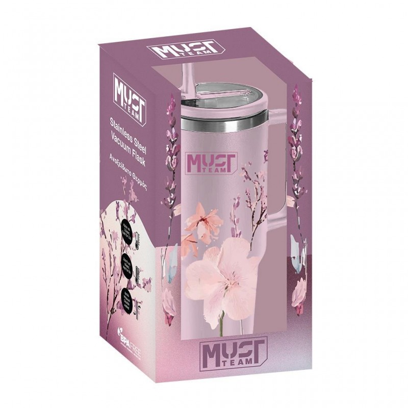 Ποτήρι Ανοξείδωτο Θερμός 1200Ml Με Καλαμάκι 27x10x7.5Εκ Σχέδιο 1 Must Team