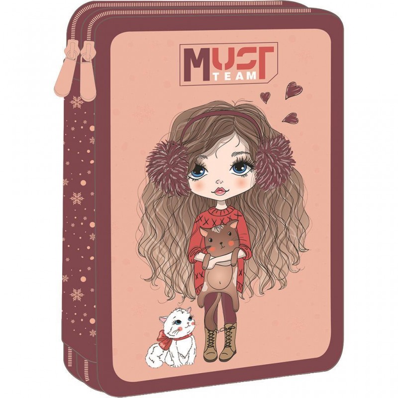 Κασετίνα Διπλή Γεμάτη Girl In Winter With Fur 15x5x21Εκ Team Must   