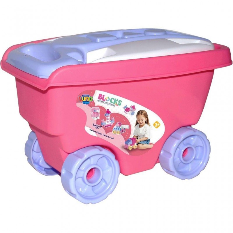 Τουβλάκια Σε Καρότσι 42Τεμ. Ροζ 24.5x17x17Εκ Luna Diakakis