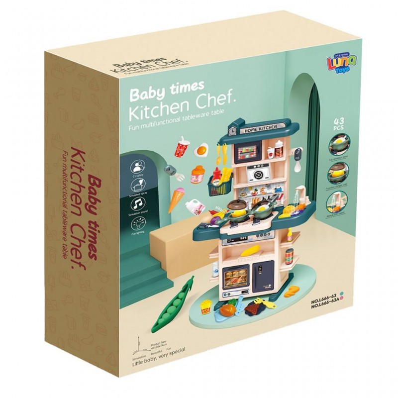 Κουζίνα 74Εκ Με Φως Ήχο Και Σπρέι Νερού Πράσινη 48x12,5x39Eκ Luna