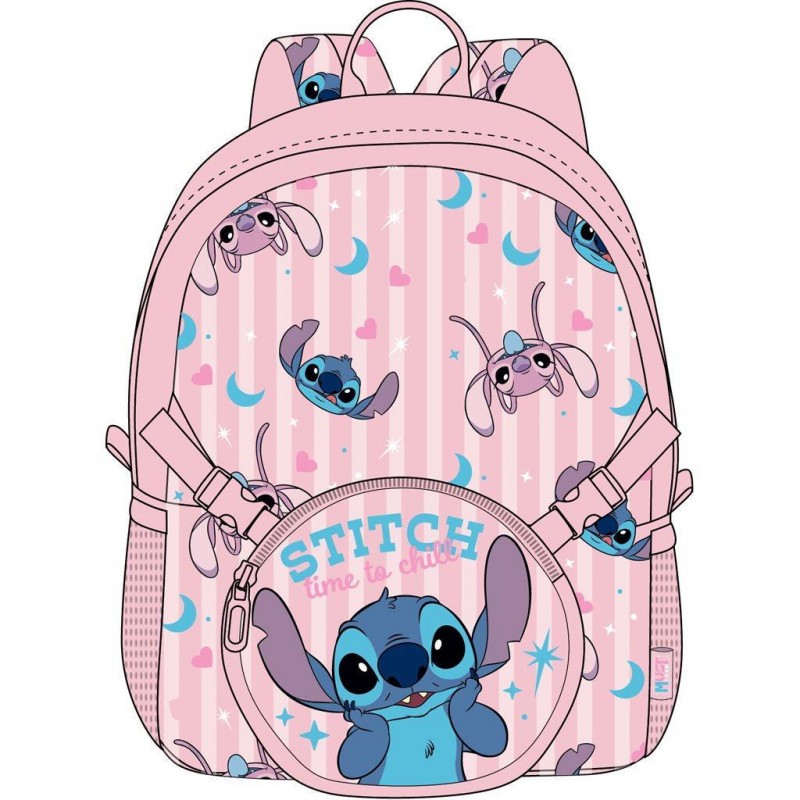 Σχολική Τσάντα Πλάτης Νηπιαγωγείου Lilo &Stitch Ροζ 28x17x33Εκ Με Αποσπώμενο Τσαντάκι Μέσης Και Ώμου Diakakis