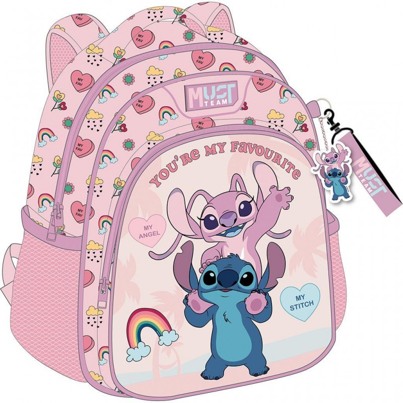 Σχολική Τσάντα Πλάτης Νηπιαγωγείου Stitch Angel You Are My Favourite Ροζ Must 