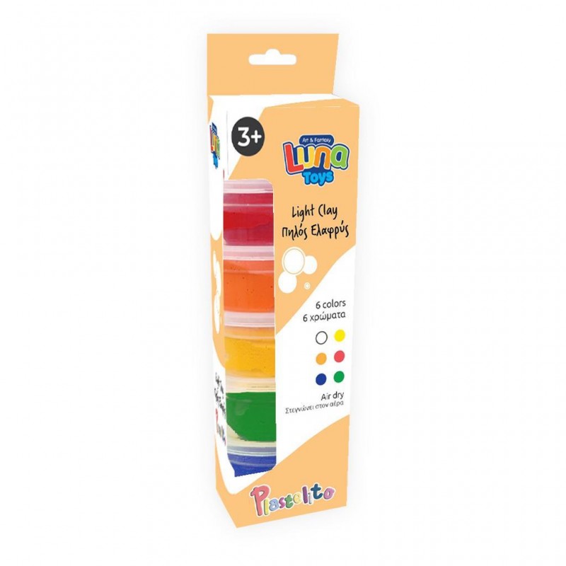 Πηλός Ελαφρύς Με Pet Box 16g*6 Χρώματα Luna