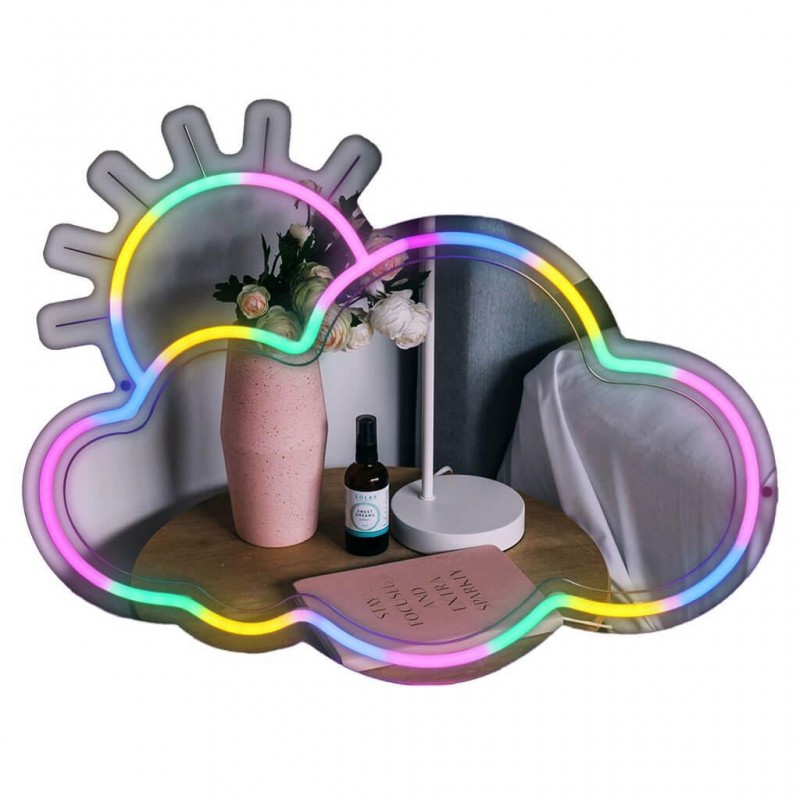 Καθρέφτης Neon Led Σύννεφο Ήλιος 43.1x31.5 Mood Diakakis