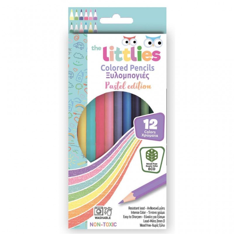 Ξυλομπογιές Wood Free 12Τεμ Παστέλ The Littlies