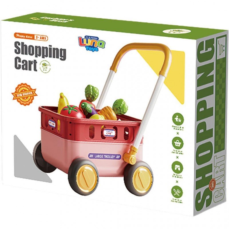 Καλάθι Ροζ Για Ψώνια Με Αξεσουάρ 43.5x11.5x34Εκ Luna Diakakis