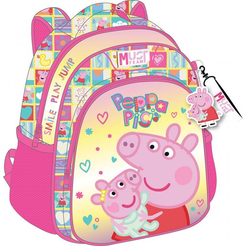 Σχολική Τσάντα Πλάτης Νηπιαγωγείου Peppa Pig Smile Play Jump Με Θήκη για Παγούρι 8lt Must Team 