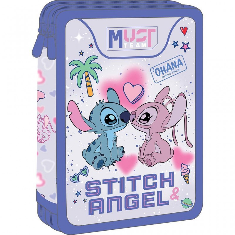 Κασετίνα Διπλή Γεμάτη Stitch & Angel Ohana 15x5x21Εκ Team Must 